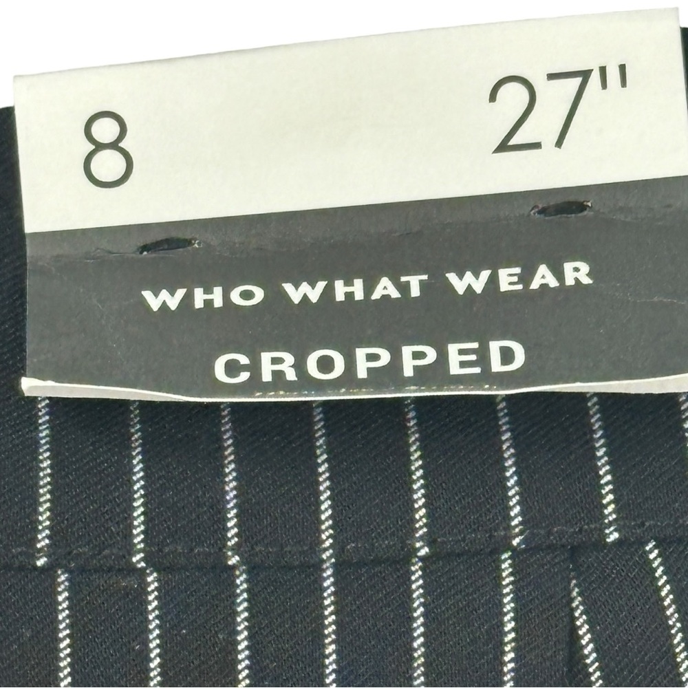 Who What Wear Women’s High Rise Stretch Cropped Pinstripe Pants Black/White Sz 8 - Picture 7 of 10